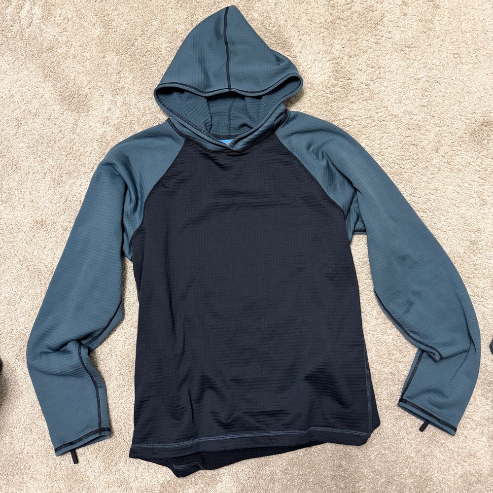 Copper River Fleece Thermal Hoodie Alaska USA Outdoor Pullover Gray/Black medium